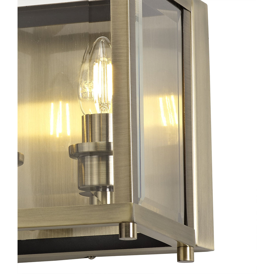 Diyas IL31116 Aston Wall Lamp 2 Light E14 Antique Brass/Glass