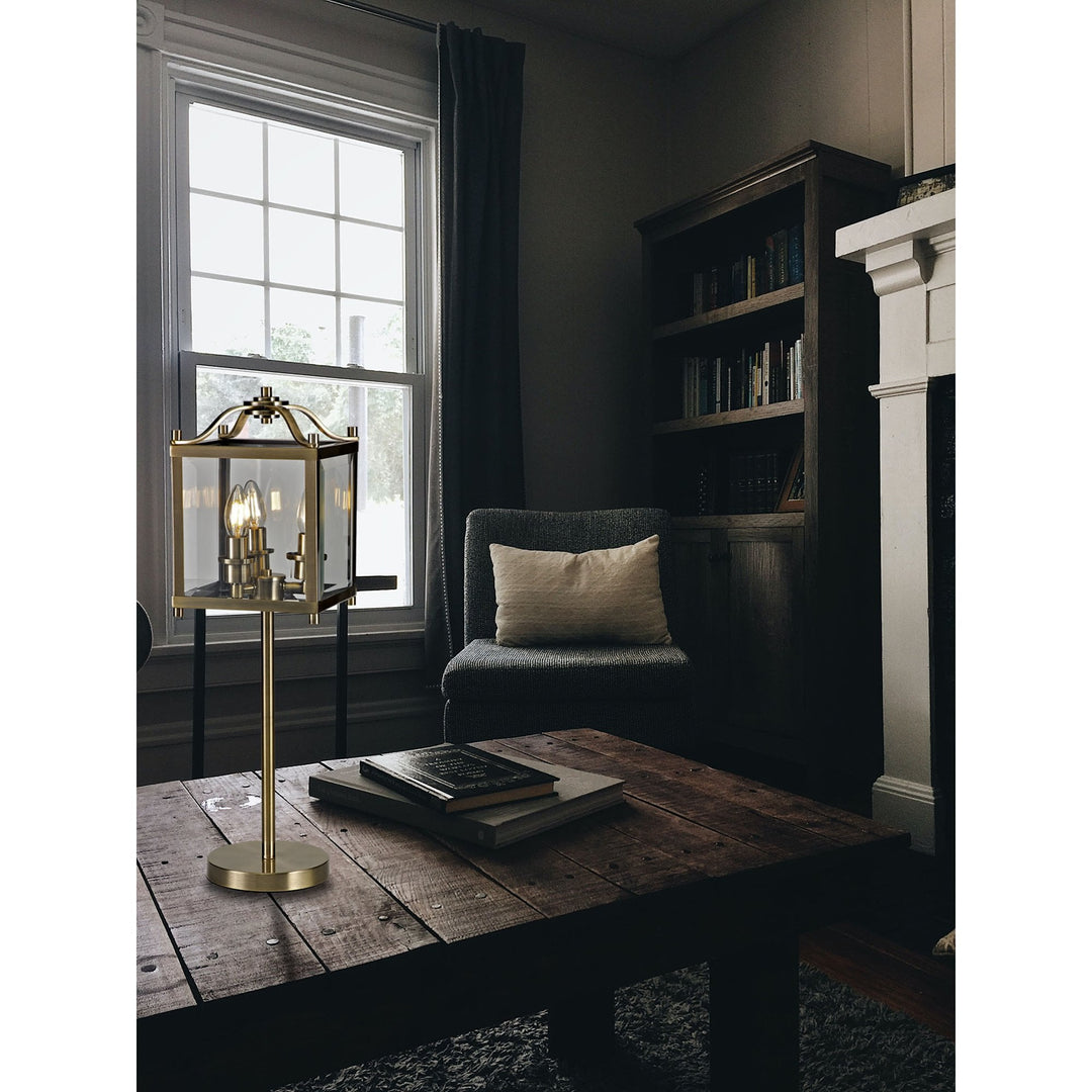 Diyas IL31117 Aston Table Lamp 3 Light E14 Antique Brass/Glass