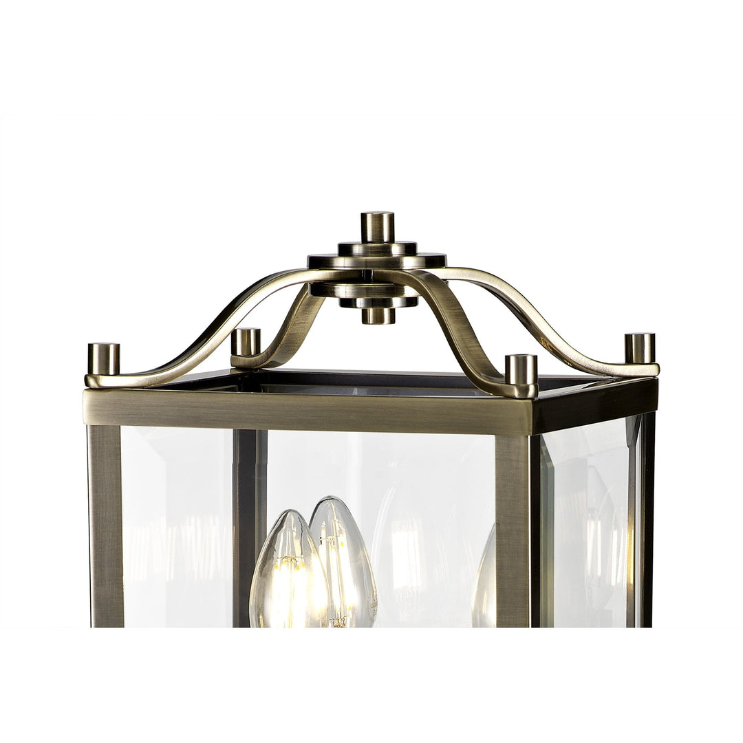 Diyas IL31117 Aston Table Lamp 3 Light E14 Antique Brass/Glass