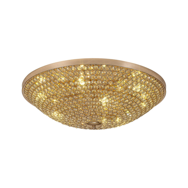 Diyas IL30763 Ava Flush Ceiling 9 Light G9 French Gold/Crystal