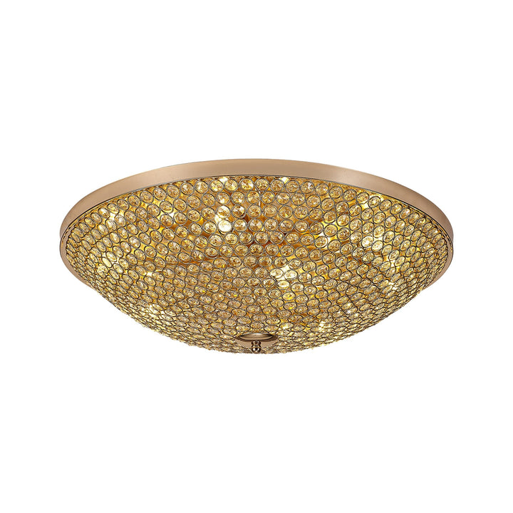 Diyas IL30763 Ava Flush Ceiling 9 Light G9 French Gold/Crystal