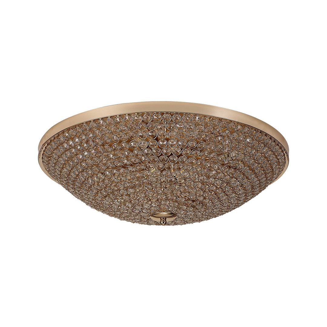 Diyas IL30763 Ava Flush Ceiling 9 Light G9 French Gold/Crystal