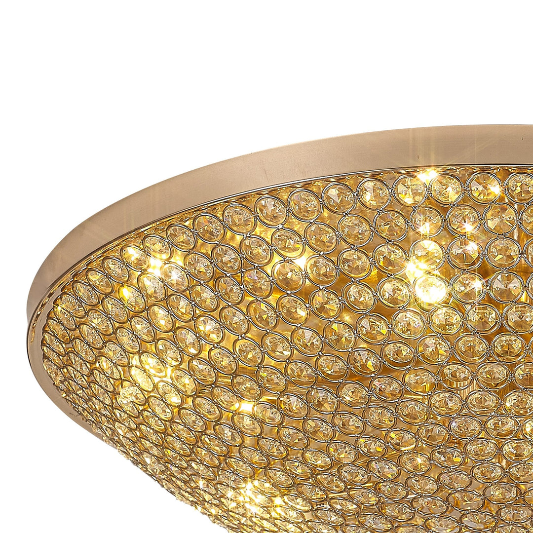 Diyas IL30763 Ava Flush Ceiling 9 Light G9 French Gold/Crystal