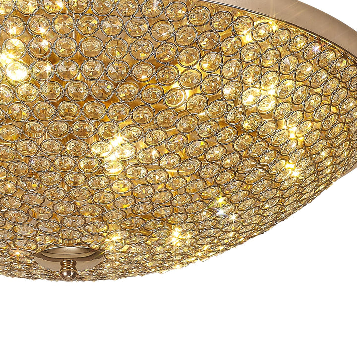 Diyas IL30763 Ava Flush Ceiling 9 Light G9 French Gold/Crystal