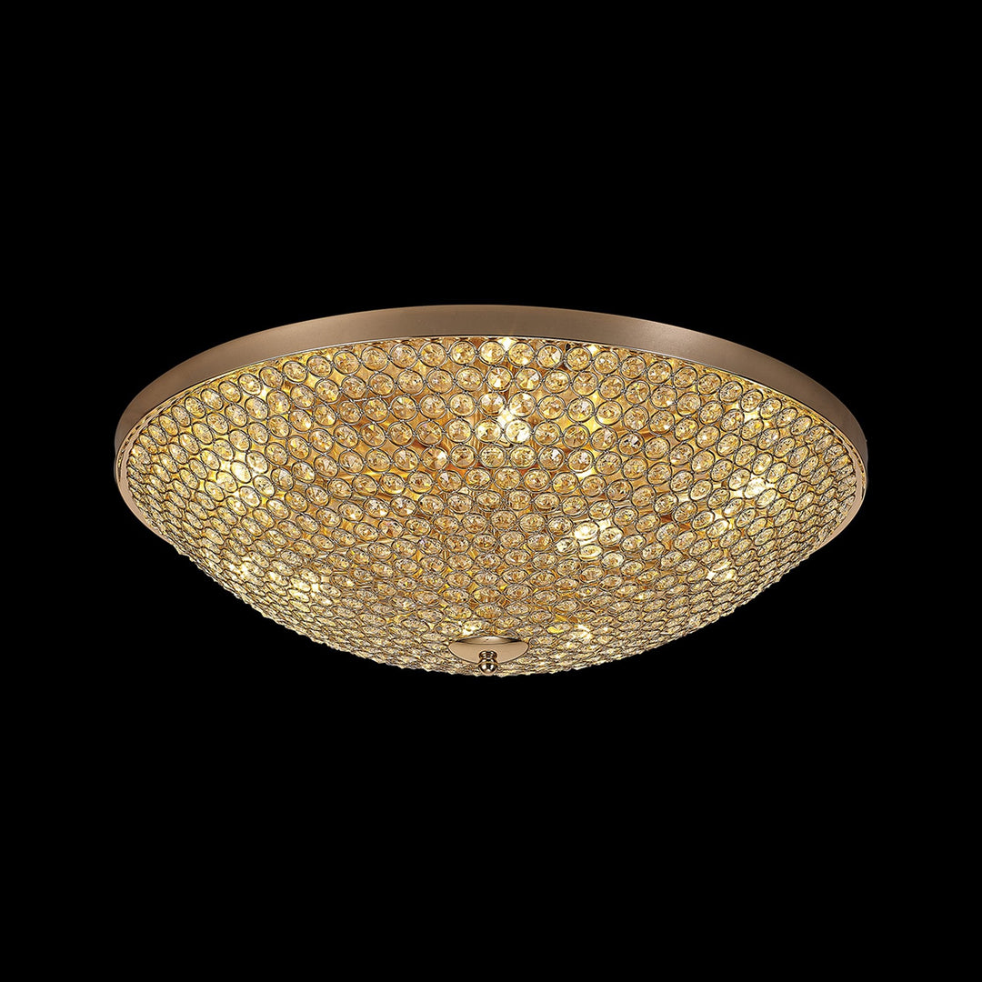 Diyas IL30763 Ava Flush Ceiling 9 Light G9 French Gold/Crystal