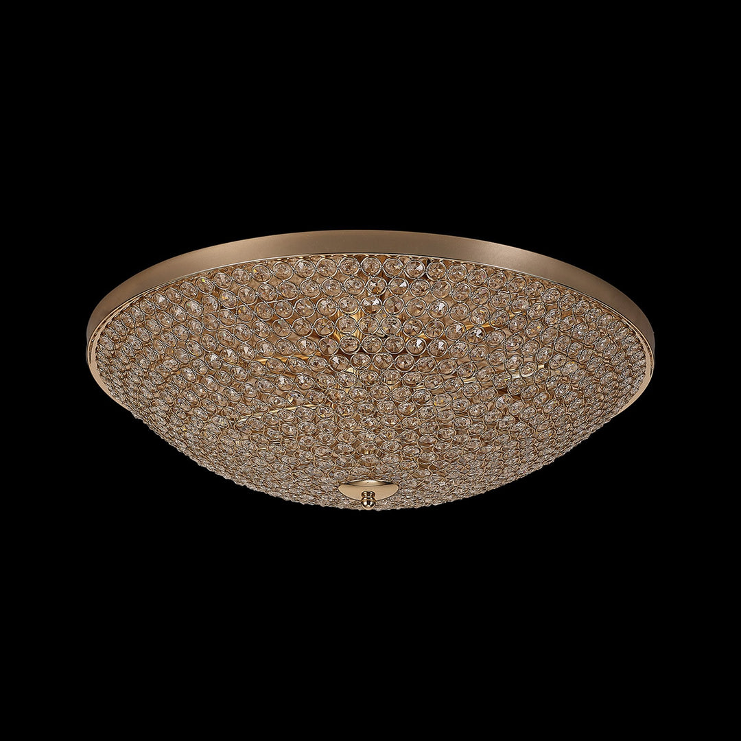 Diyas IL30763 Ava Flush Ceiling 9 Light G9 French Gold/Crystal