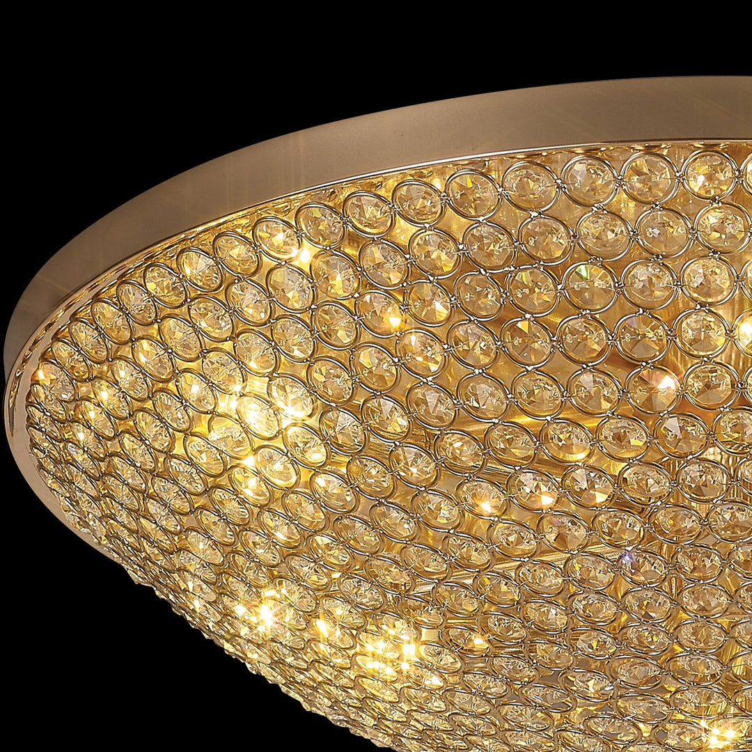 Diyas IL30763 Ava Flush Ceiling 9 Light G9 French Gold/Crystal