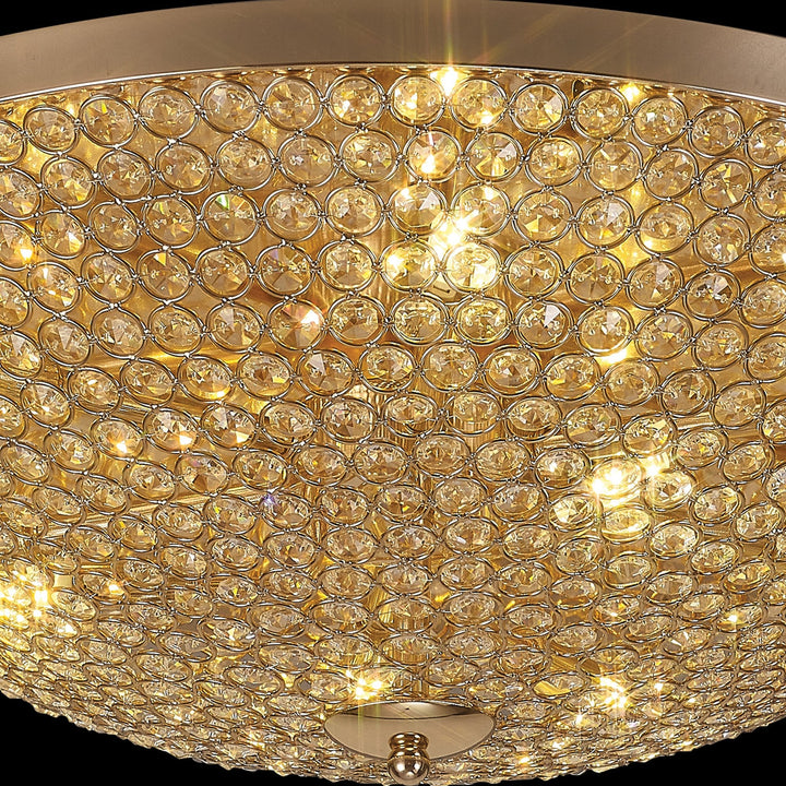 Diyas IL30763 Ava Flush Ceiling 9 Light G9 French Gold/Crystal