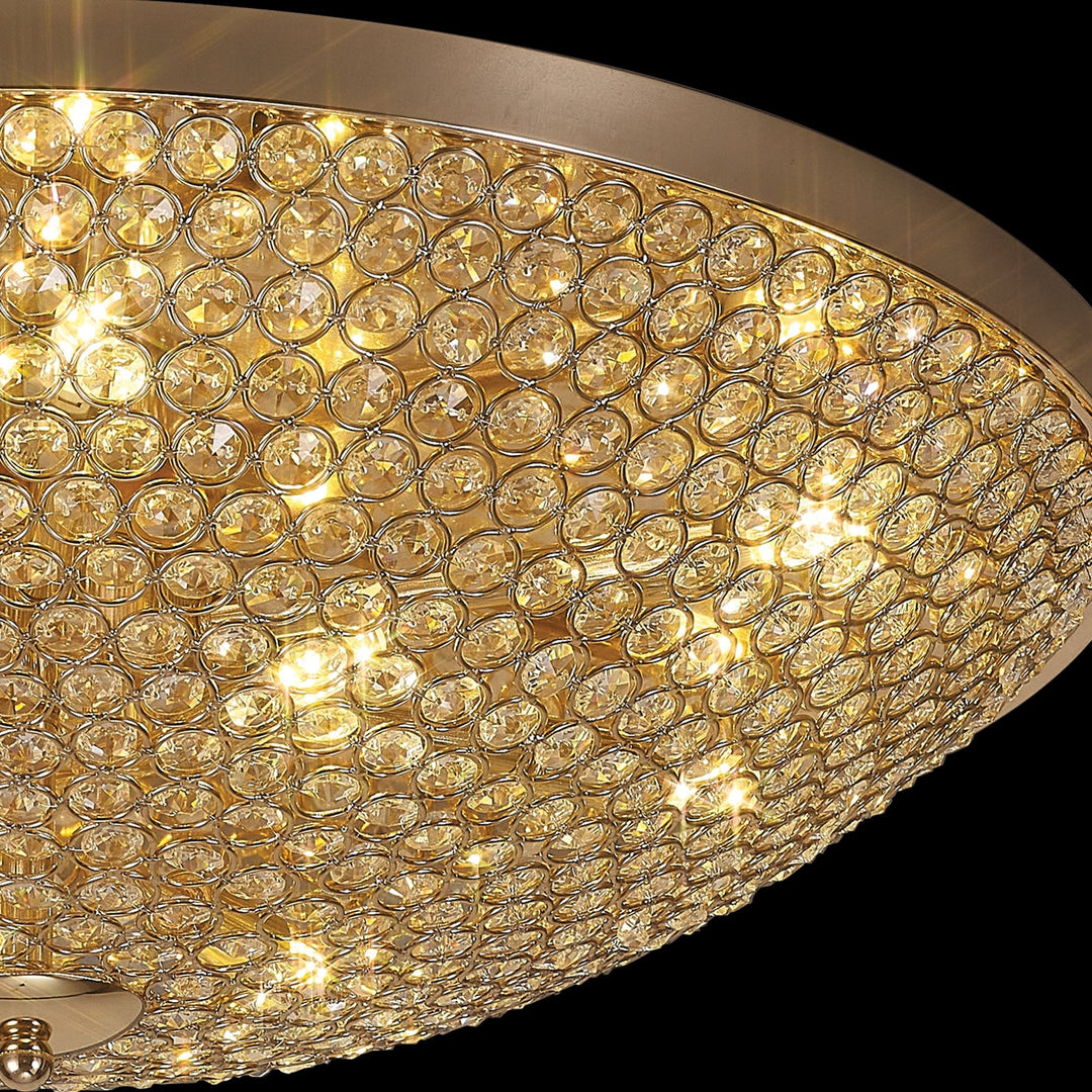 Diyas IL30763 Ava Flush Ceiling 9 Light G9 French Gold/Crystal