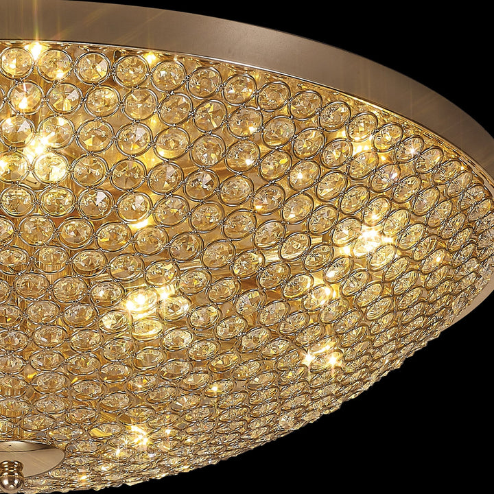 Diyas IL30763 Ava Flush Ceiling 9 Light G9 French Gold/Crystal