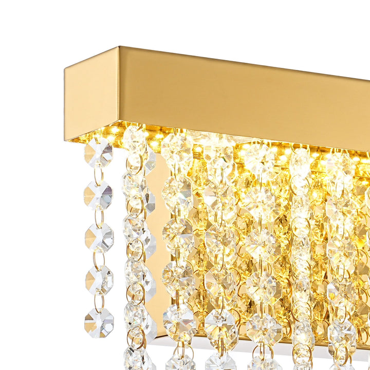 Diyas IL32879 Bano Small Dimmable Wall Light 6W LED French Gold / Crystal Chain