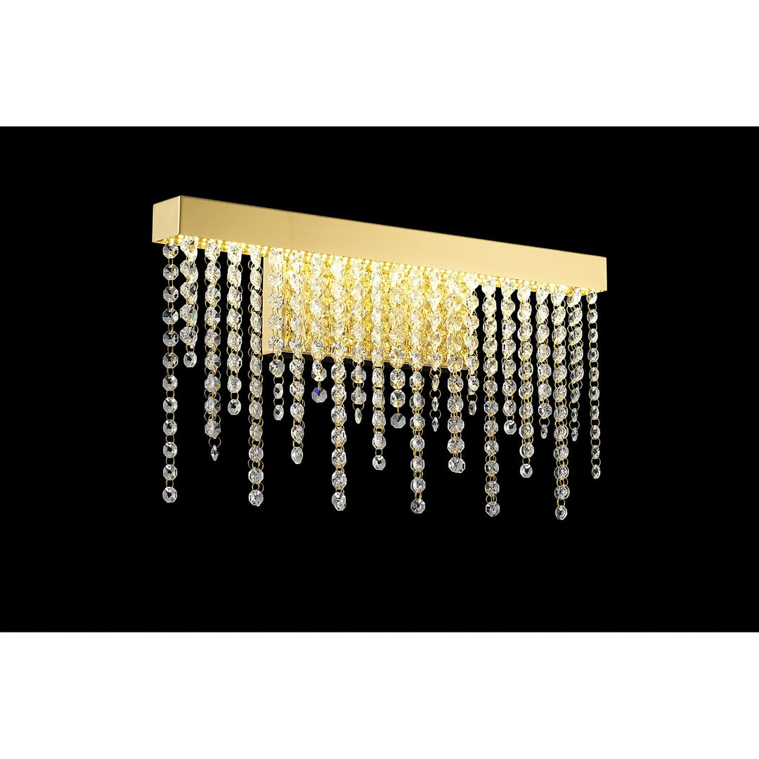 Diyas IL32880 Bano Medium Dimmable Wall Light 9W LED French Gold / Crystal Chain