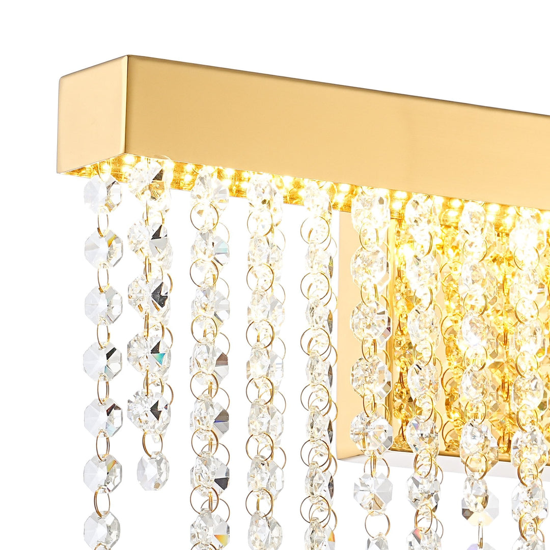 Diyas IL32880 Bano Medium Dimmable Wall Light 9W LED French Gold / Crystal Chain