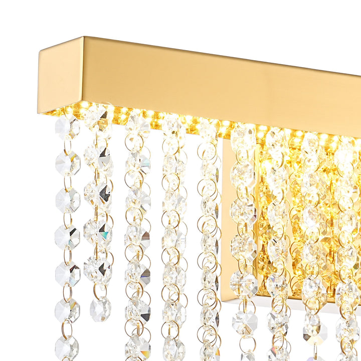 Diyas IL32880 Bano Medium Dimmable Wall Light 9W LED French Gold / Crystal Chain