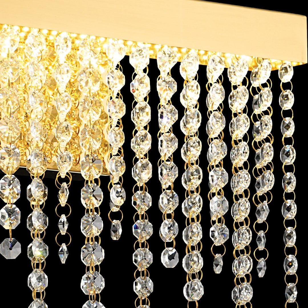 Diyas IL32880 Bano Medium Dimmable Wall Light 9W LED French Gold / Crystal Chain