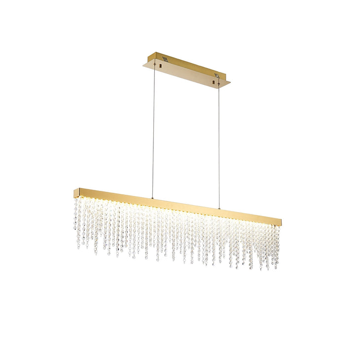 Diyas IL32877 Bano Linear Dimmable Pendant 40W LED French Gold / Crystal Chain