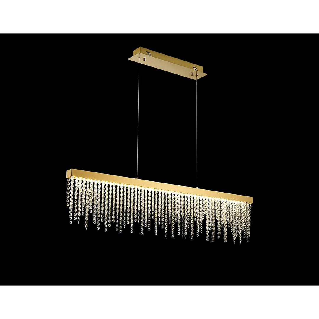 Diyas IL32877 Bano Linear Dimmable Pendant 40W LED French Gold / Crystal Chain