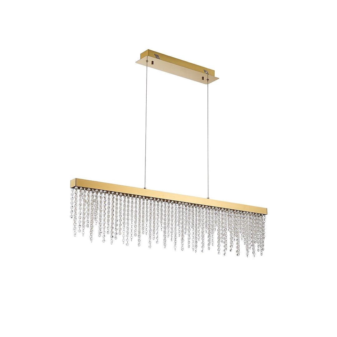 Diyas IL32877 Bano Linear Dimmable Pendant 40W LED French Gold / Crystal Chain