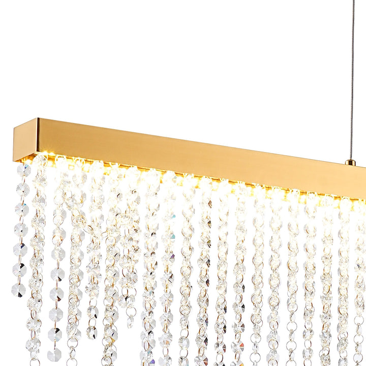 Diyas IL32877 Bano Linear Dimmable Pendant 40W LED French Gold / Crystal Chain