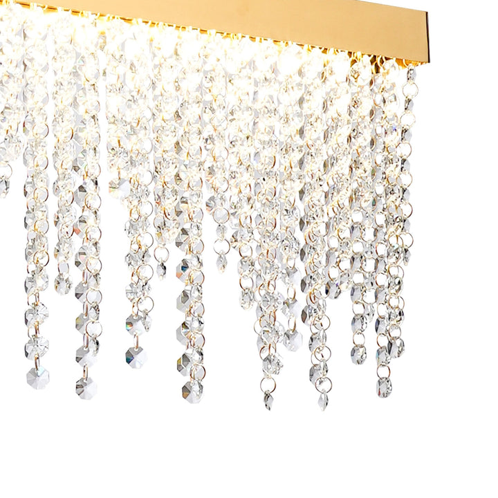 Diyas IL32877 Bano Linear Dimmable Pendant 40W LED French Gold / Crystal Chain