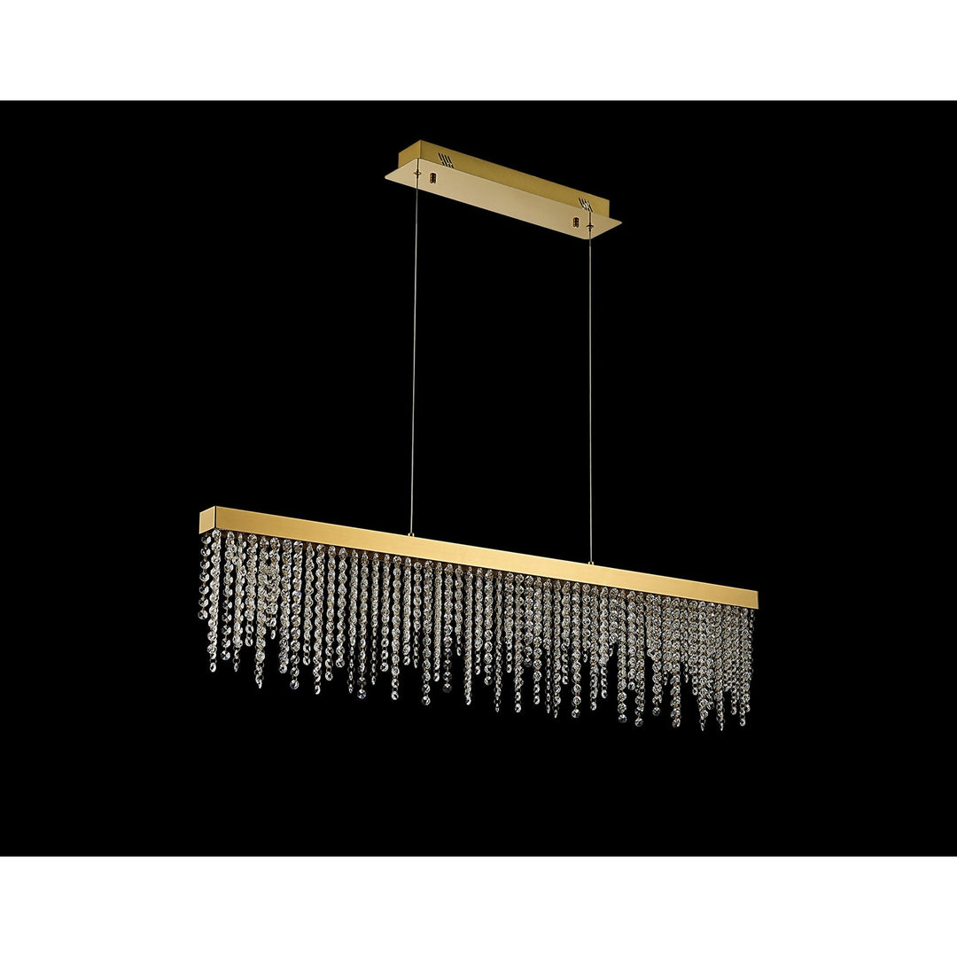 Diyas IL32877 Bano Linear Dimmable Pendant 40W LED French Gold / Crystal Chain