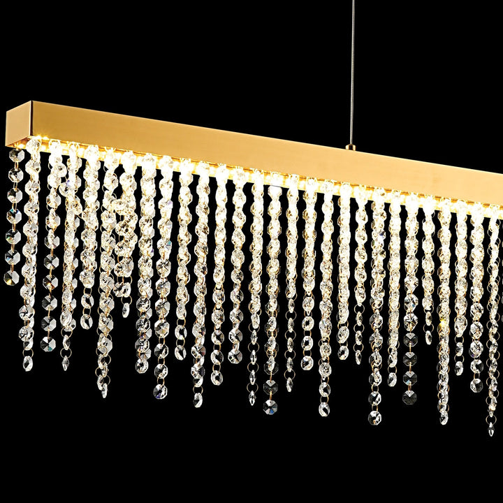 Diyas IL32877 Bano Linear Dimmable Pendant 40W LED French Gold / Crystal Chain