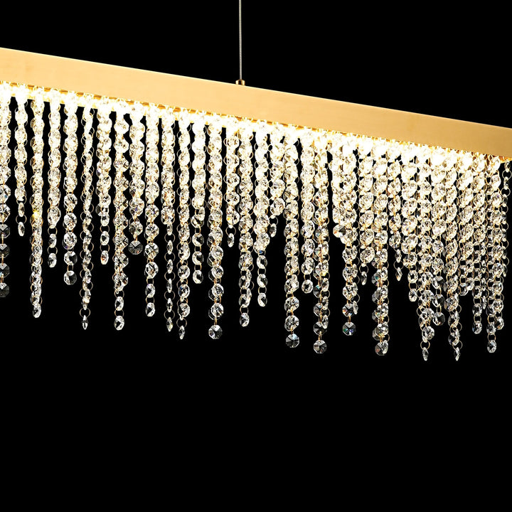 Diyas IL32877 Bano Linear Dimmable Pendant 40W LED French Gold / Crystal Chain