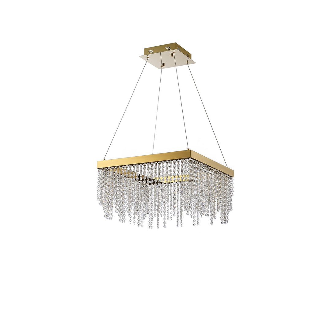 Diyas IL32873 Bano Square Dimmable Pendant 29W LED French Gold / Crystal Chain (S)