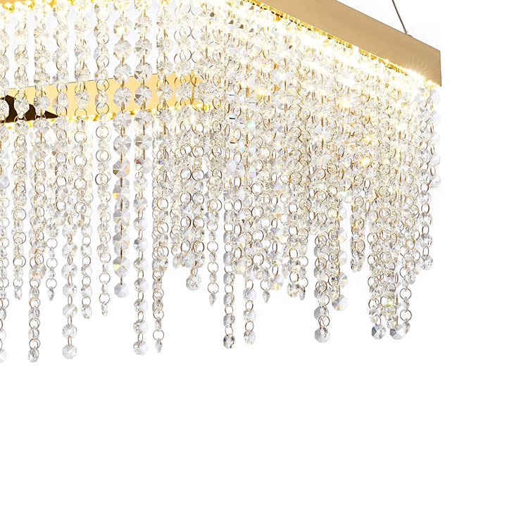 Diyas IL32873 Bano Square Dimmable Pendant 29W LED French Gold / Crystal Chain