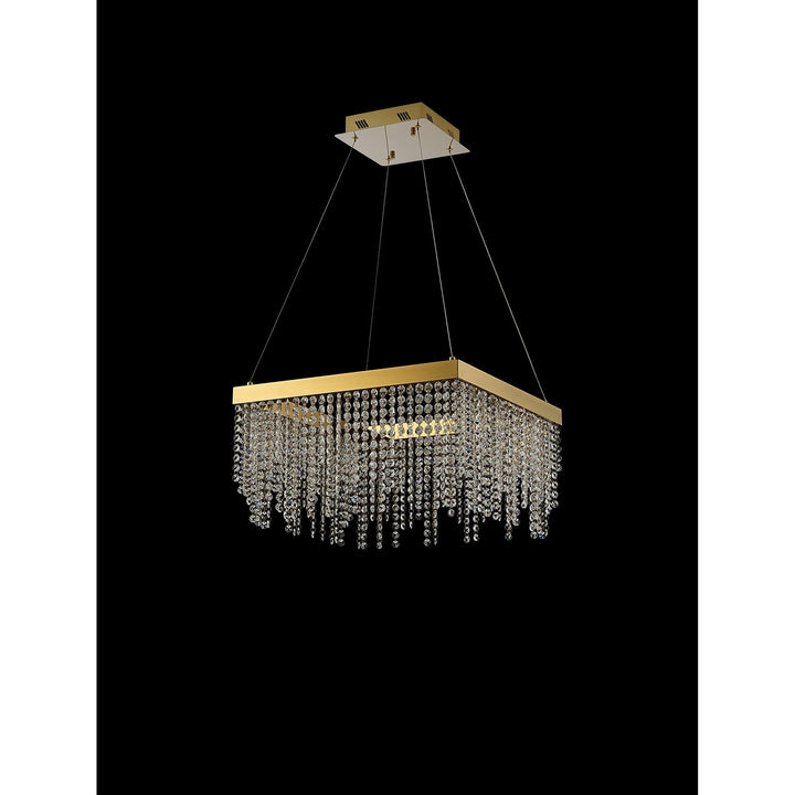 Diyas IL32873 Bano Square Dimmable Pendant 29W LED French Gold / Crystal Chain