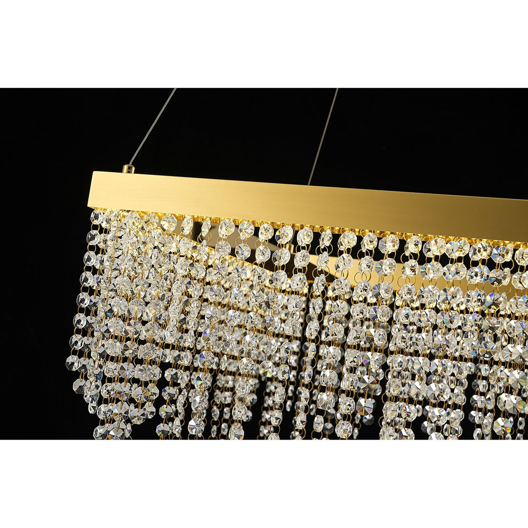 Diyas IL32873 Bano Square Dimmable Pendant 29W LED French Gold / Crystal Chain (S)