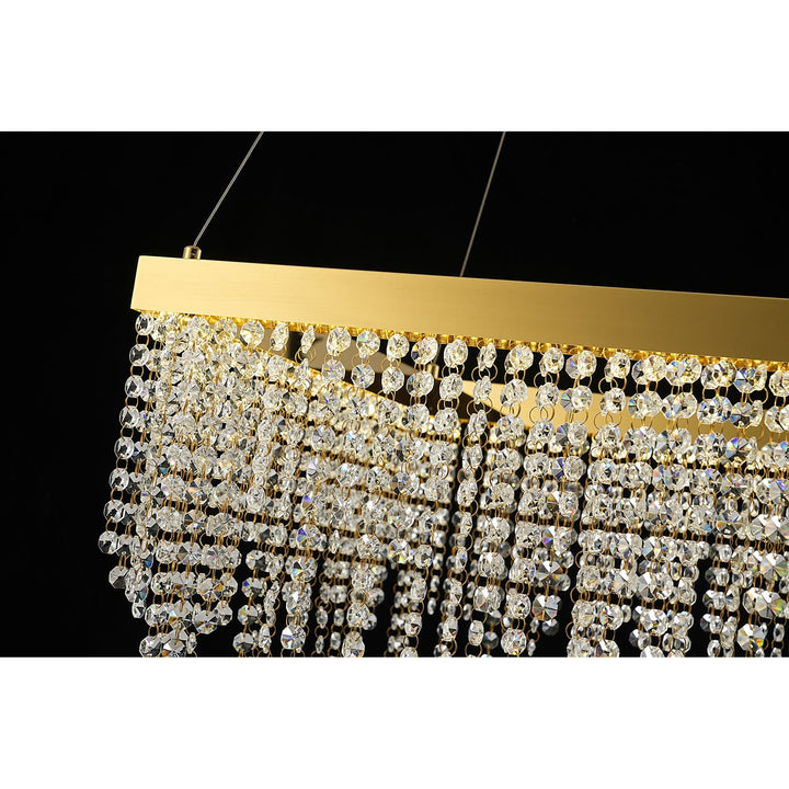 Diyas IL32873 Bano Square Dimmable Pendant 29W LED French Gold / Crystal Chain (S)