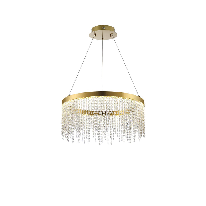 Diyas IL32871 Bano Round Dimmable Pendant 29W LED French Gold / Crystal Chain