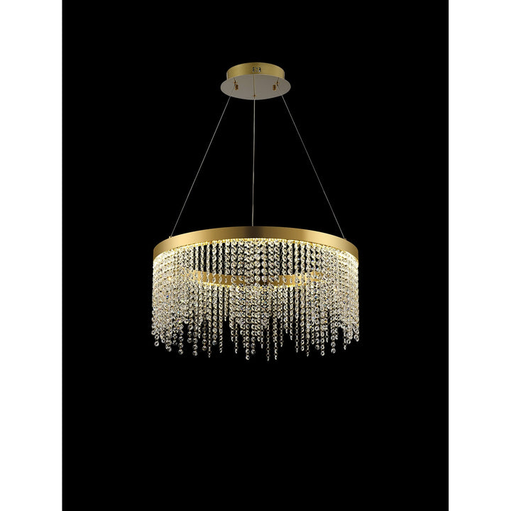 Diyas IL32871 Bano Round Dimmable Pendant 29W LED French Gold / Crystal Chain