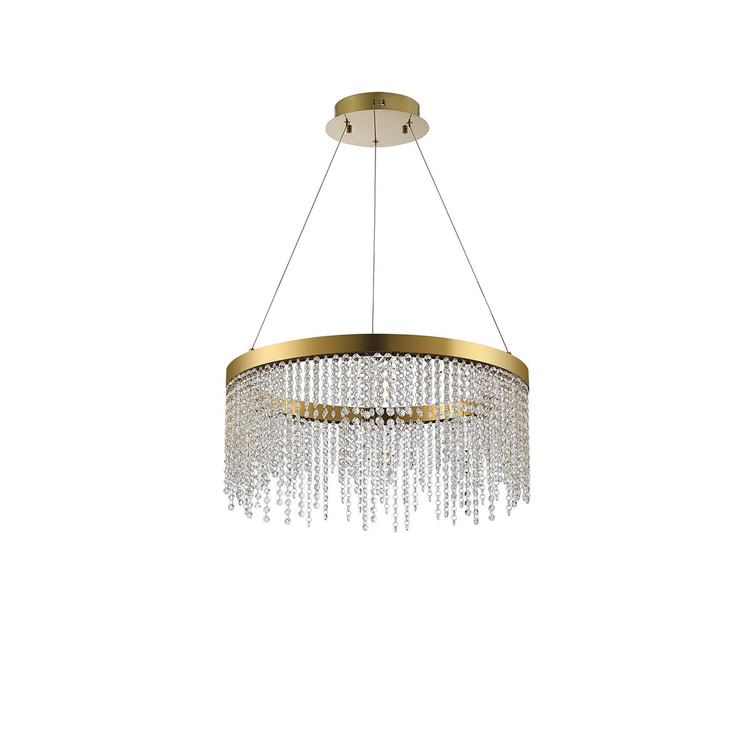 Diyas IL32871 Bano Round Dimmable Pendant 29W LED French Gold / Crystal Chain