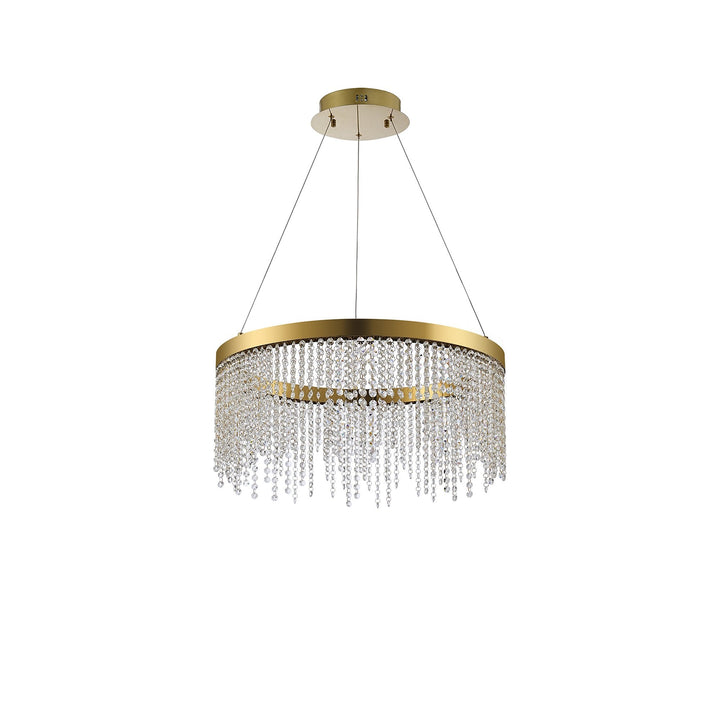 Diyas IL32871 Bano Round Dimmable Pendant 29W LED French Gold / Crystal Chain