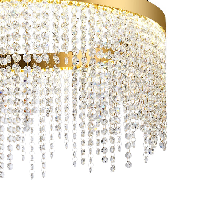 Diyas IL32871 Bano Round Dimmable Pendant 29W LED French Gold / Crystal Chain