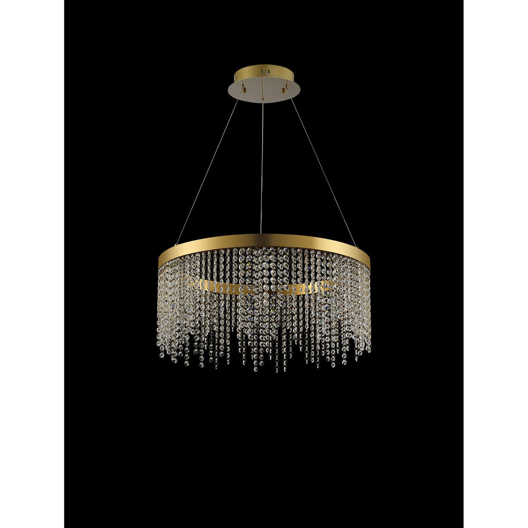 Diyas IL32871 Bano Round Dimmable Pendant 29W LED French Gold / Crystal Chain