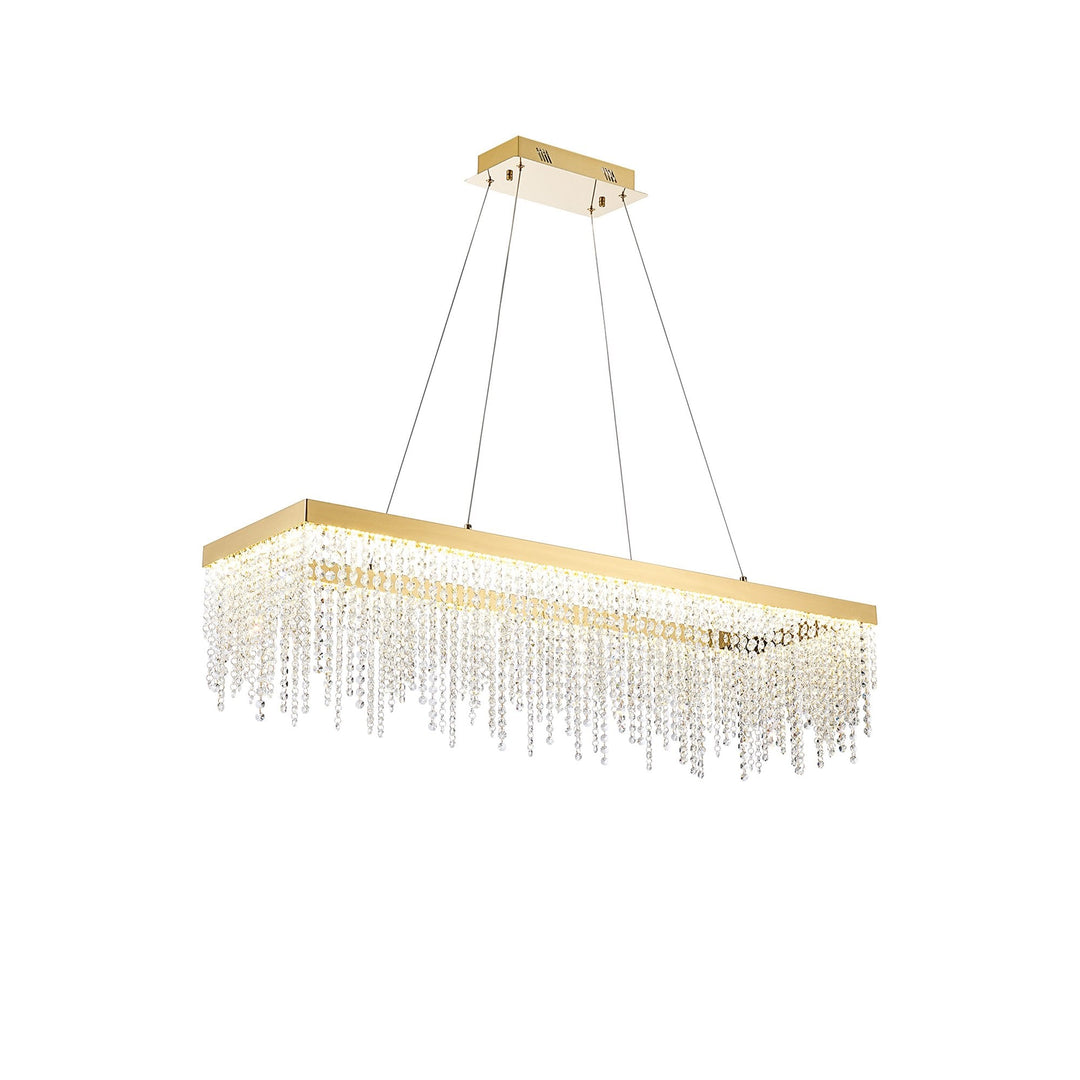 Diyas IL32875 Bano Rectangular Dimmable Pendant 40W LED French Gold / Crystal Chain (S)