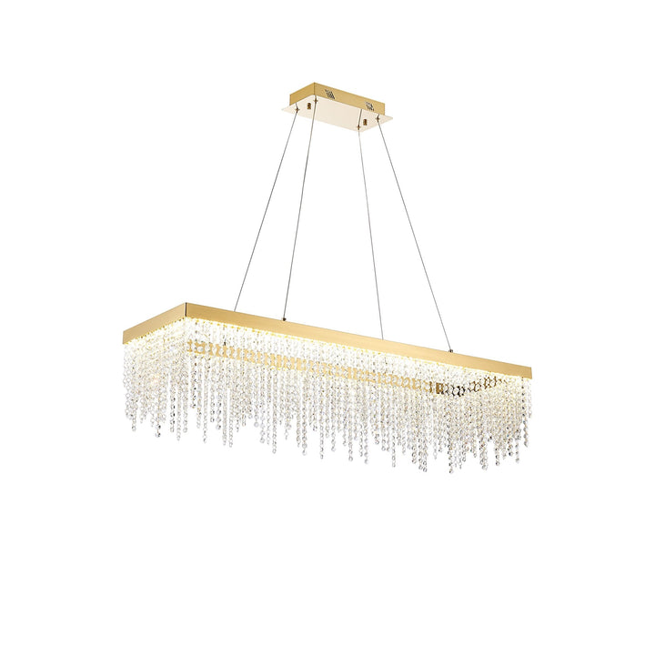 Diyas IL32875 Bano Rectangular Dimmable Pendant 40W LED French Gold / Crystal Chain (S)