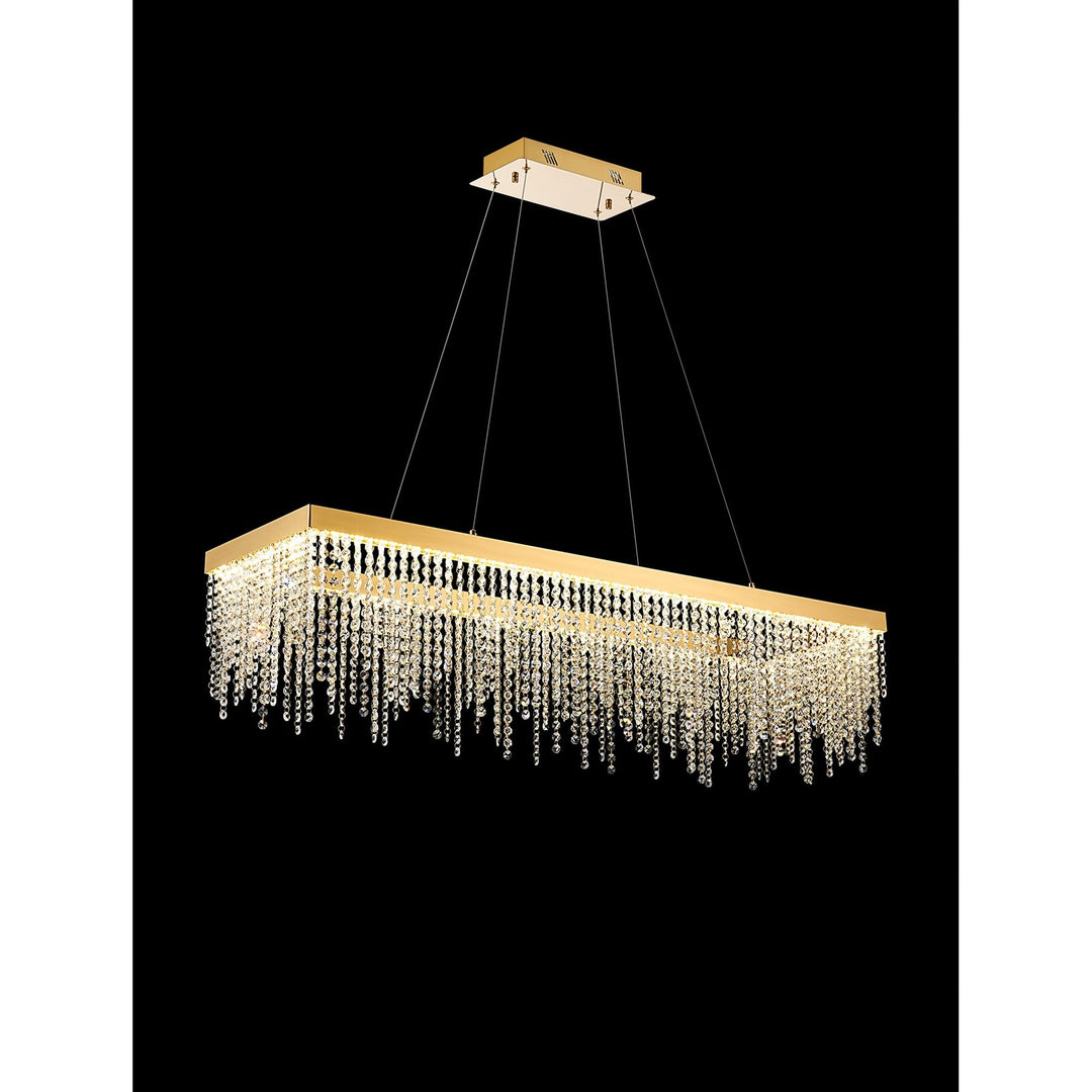 Diyas IL32875 Bano Rectangular Dimmable Pendant 40W LED French Gold / Crystal Chain