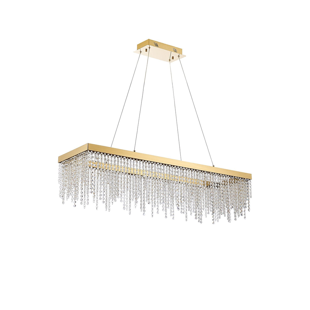 Diyas IL32875 Bano Rectangular Dimmable Pendant 40W LED French Gold / Crystal Chain (S)
