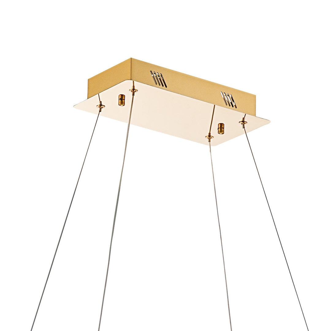 Diyas IL32875 Bano Rectangular Dimmable Pendant 40W LED French Gold / Crystal Chain (S)