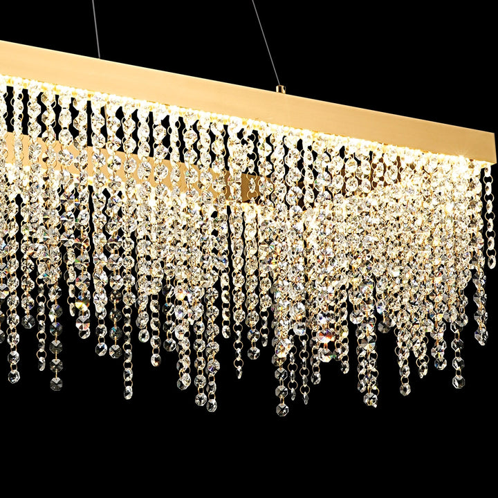 Diyas IL32875 Bano Rectangular Dimmable Pendant 40W LED French Gold / Crystal Chain