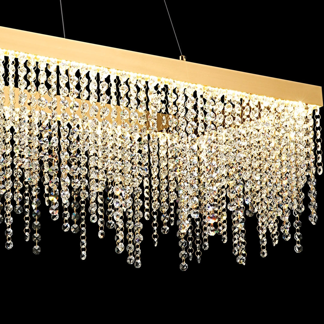 Diyas IL32875 Bano Rectangular Dimmable Pendant 40W LED French Gold / Crystal Chain (S)
