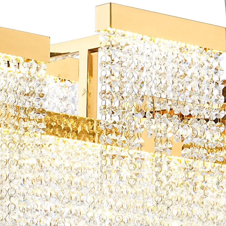 Diyas IL32878 Bano Linear 3 Light Dimmable Pendant 46W LED French Gold / Crystal Chain