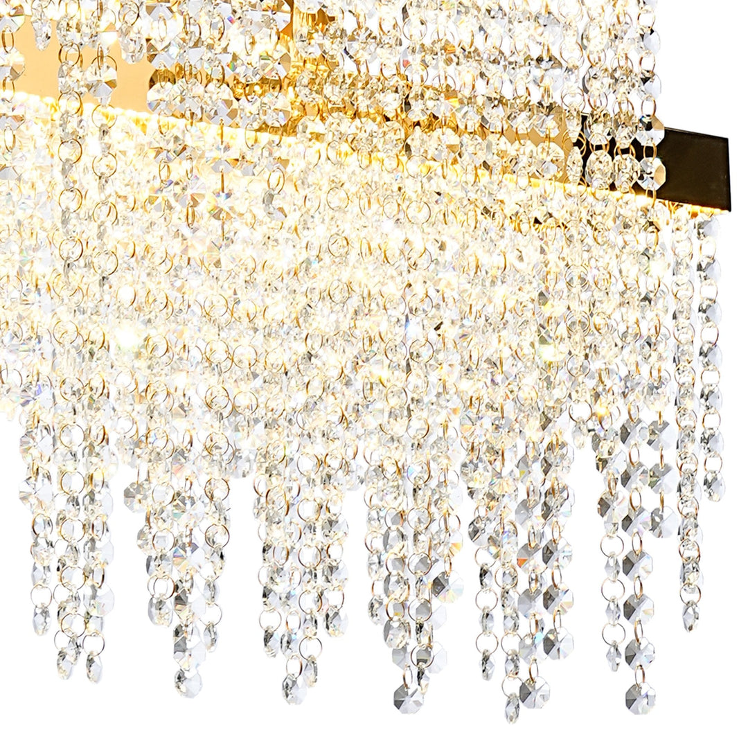 Diyas IL32878 Bano Linear 3 Light Dimmable Pendant 46W LED French Gold / Crystal Chain