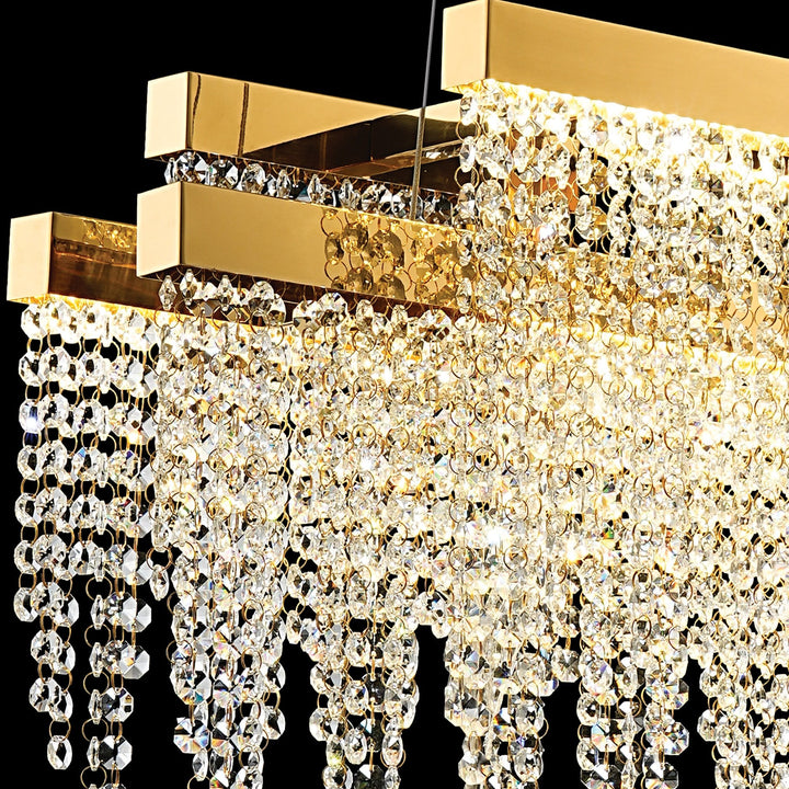 Diyas IL32878 Bano Linear 3 Light Dimmable Pendant 46W LED French Gold / Crystal Chain