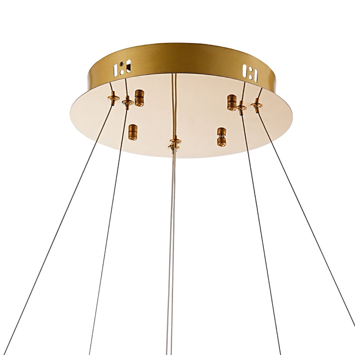 Diyas IL32872 Bano Round 2 Tier Dimmable Pendant 47W LED French Gold / Crystal Chain