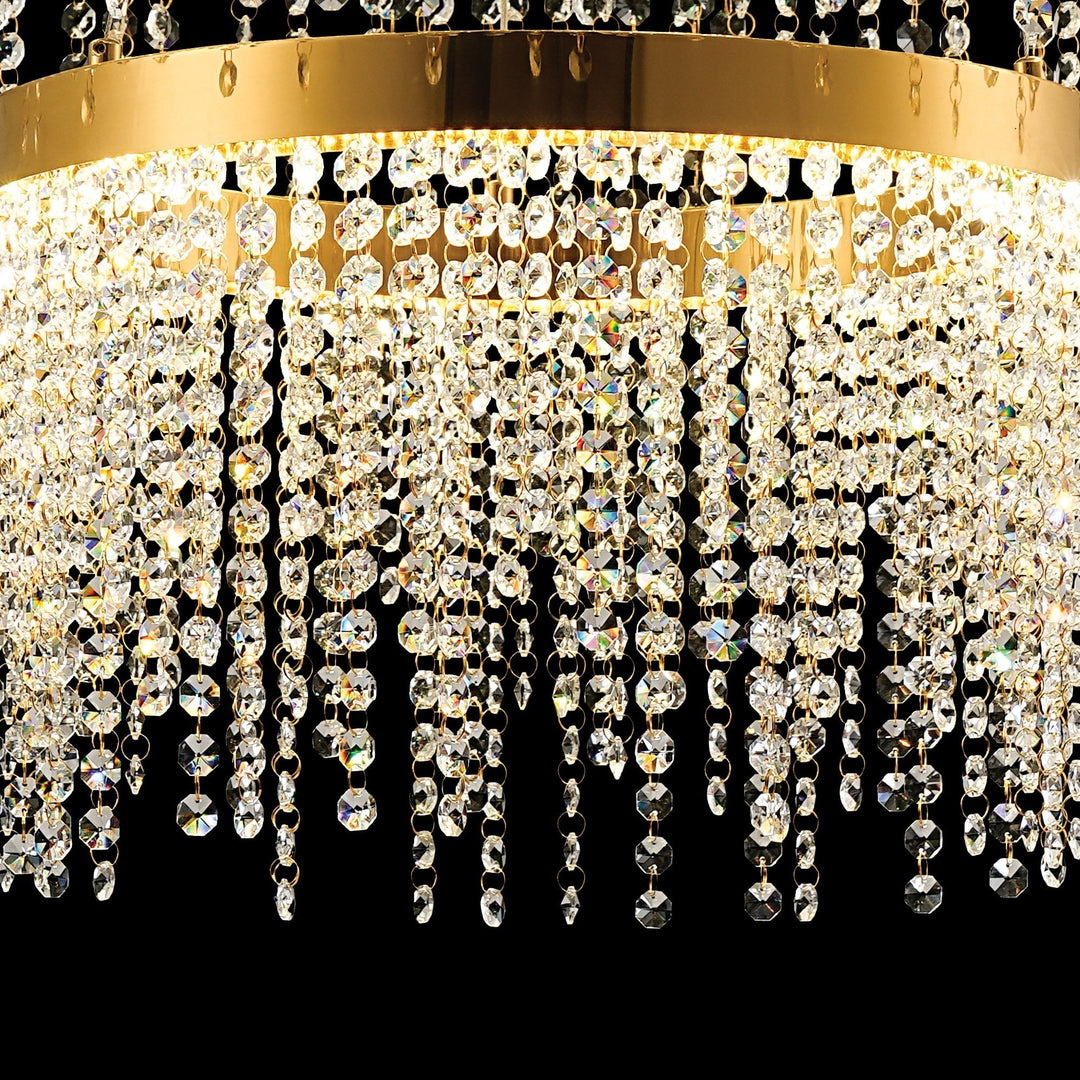 Diyas IL32872 Bano Round 2 Tier Dimmable Pendant 47W LED French Gold / Crystal Chain